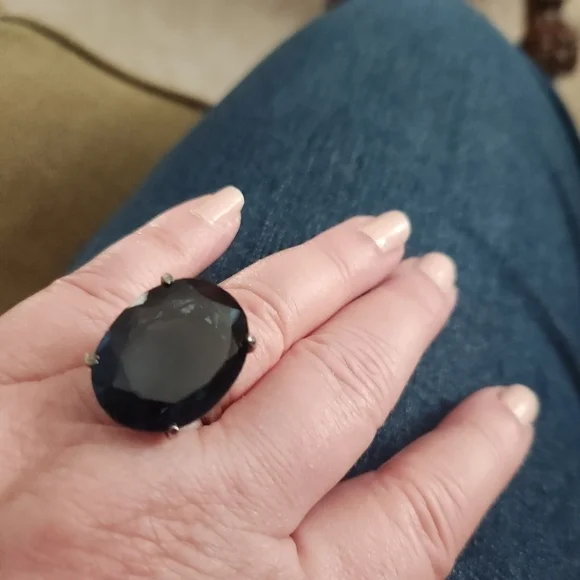 London Blue Topaz Statement Ring in Silver sz 7 - Picture 9 of 9